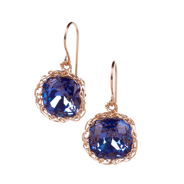 Something blue Baby blue Swarovski crystal earrings in gold