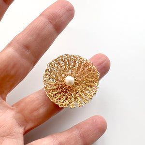 Lace Pearl RING, Wire crochet partial pattern