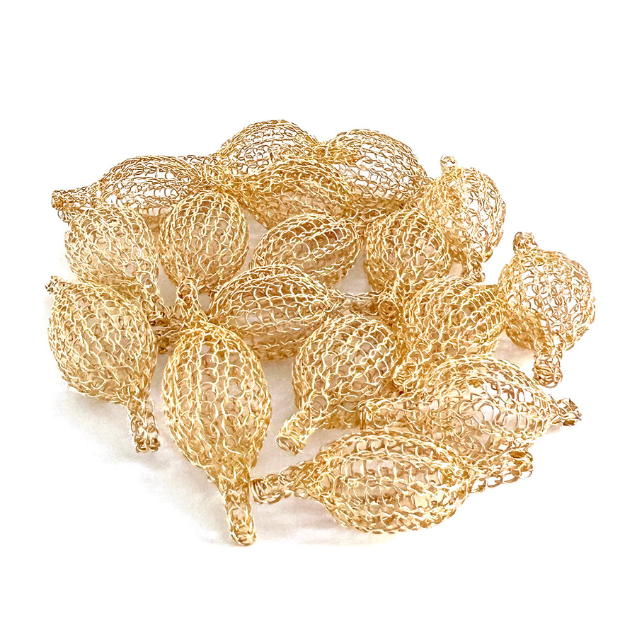 Unique Jewelry Making Supply - Crocheted POD beads gold filled