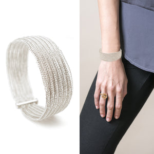 Double knit SILVER cuff bracelet