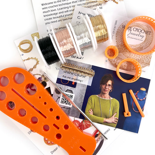 Wire crochet kit EXTENDED beginners DIY kit , video tutorials with supply and tools