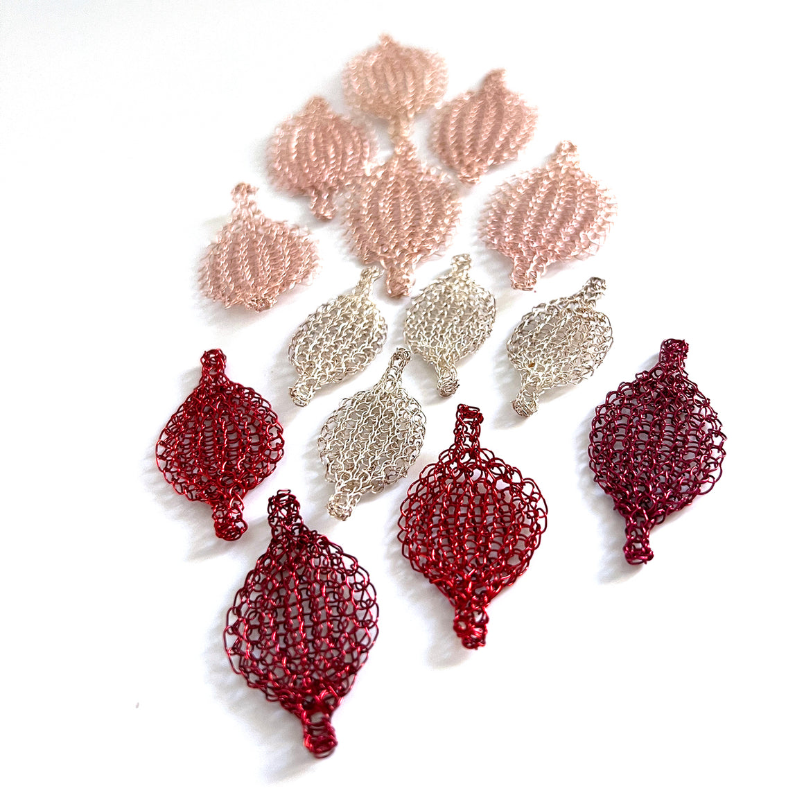 Unique Jewelry Making Supply - Flat Crocheted colored Leaves