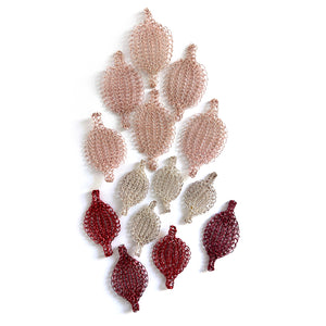 Unique Jewelry Making Supply - Flat Crocheted colored Leaves