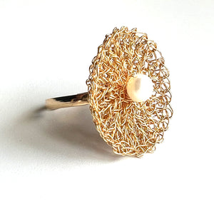 Adjustabel Flower Pearl Ring