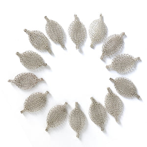 Unique Jewelry Making Supply - Flat Crocheted Sterling Silver Leaves