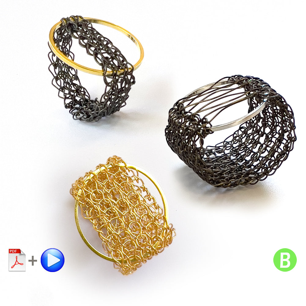 Upsidedown Statement Ring - Wire Crochet Art Jewelry 7-8