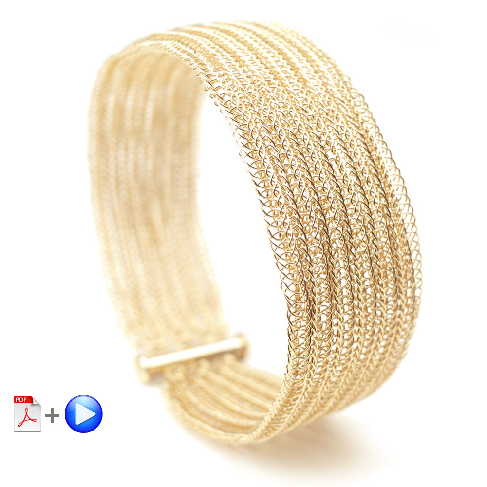 Cleopatra Cuff Bracelet , Wire Crochet Gold Filled Bracelet 6.5 / Gold
