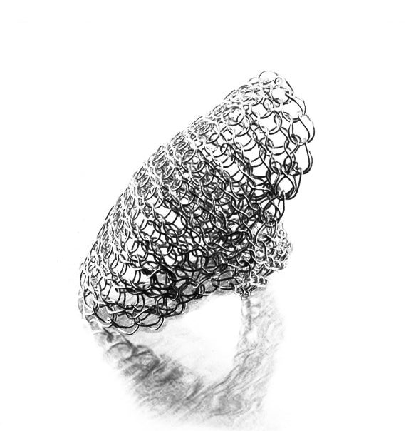 Silver Spiral Ring , Adjustable Layered Ring , Wire Crochet Stacking Ring , Every Day Jewelry 5-6 / Silver